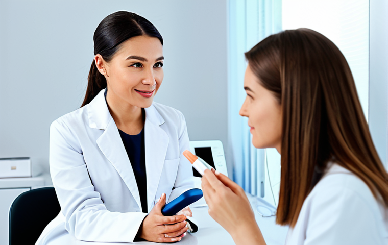 피부관리 트렌드 리서치 및 적용 사례 - Personalized Skincare Consultation**

*   **Prompt:** A serene woman with clear, healthy skin sits a...