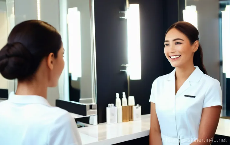 피부관리사의 직업 만족도 분석 - **Prompt:** A beautiful, radiant female customer, in her late 20s, with visibly glowing and healthy ...