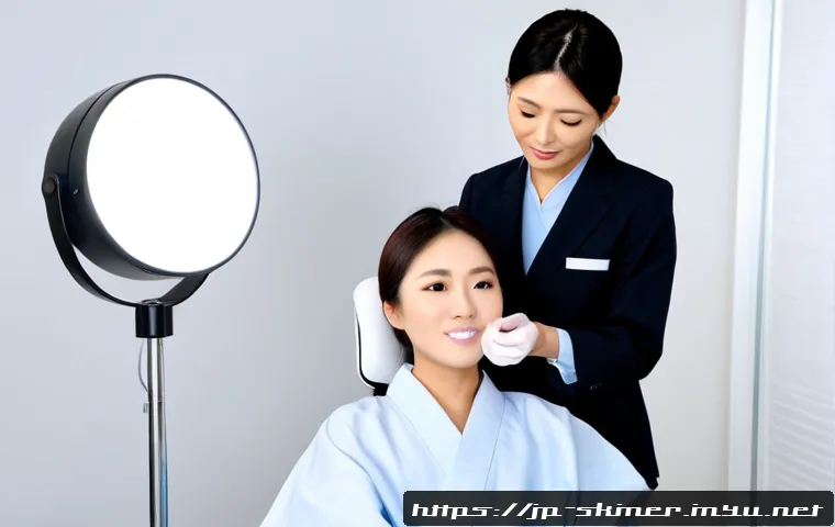 피부관리사 자격증 종류와 차이점 - Photorealistic split-scene comparison of two Japanese skincare professionals in a clean modern train...